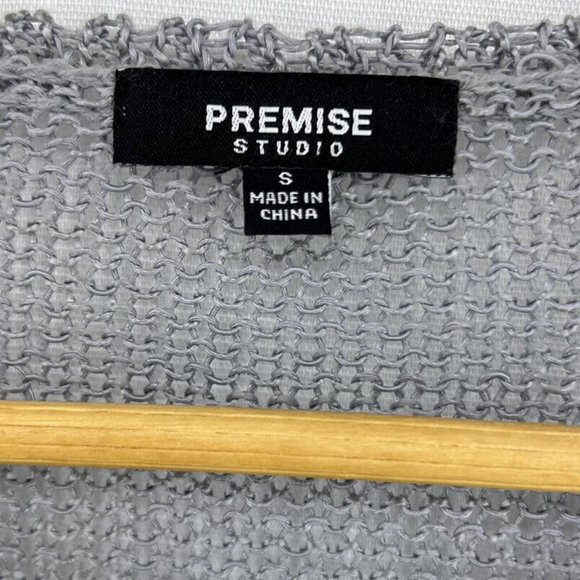 Premise Linen Blend Gray Open Knit Sweater Small - Picture 5 of 6